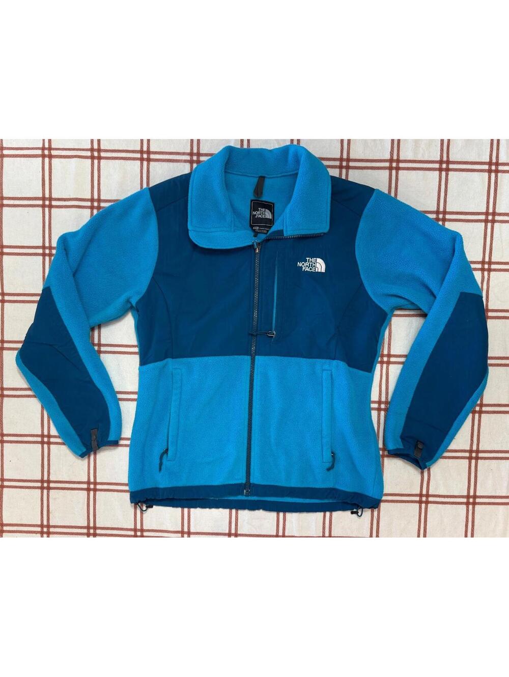 North Face Denali Fleece Zip Jacket Two Toned Blue Recycled Polartec Sz M EUC